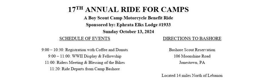 17th Annual Ride for Camps
